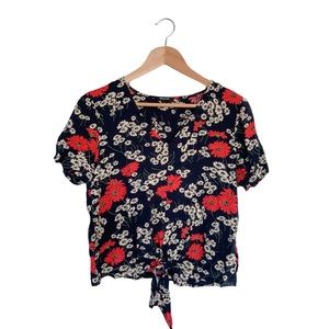 Madewell Hillside Daisies Tie Front Top